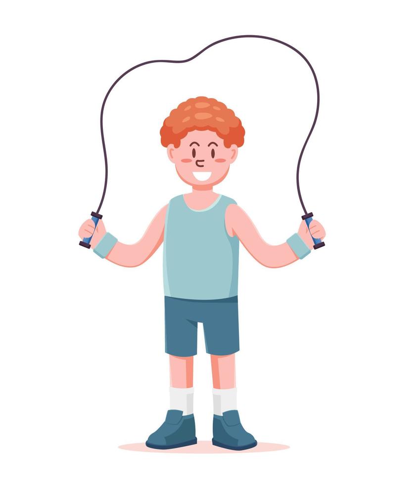 Person jumping with skipping rope vector illustration