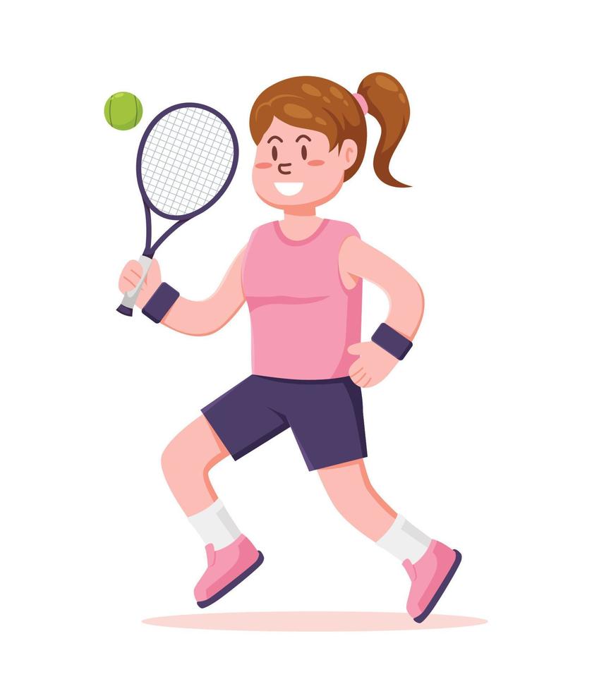 people character playing tennis vector illustration