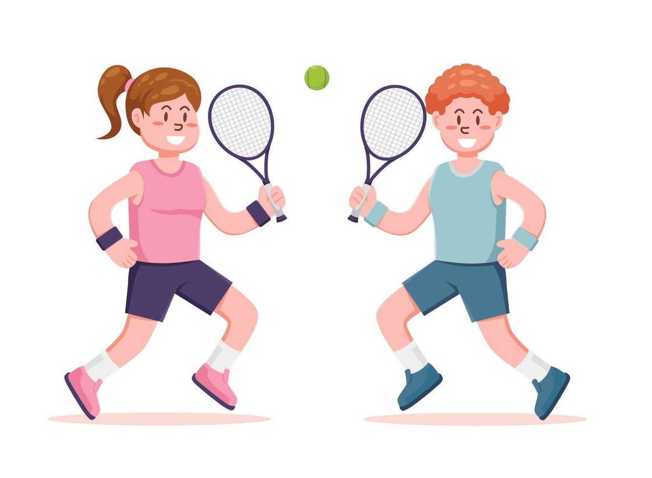 personas personaje jugando tenis vector ilustración