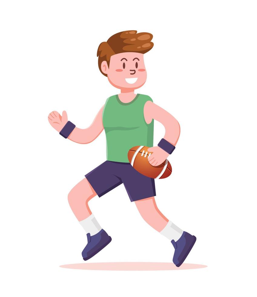 americano fútbol americano jugador con pelota vector ilustración