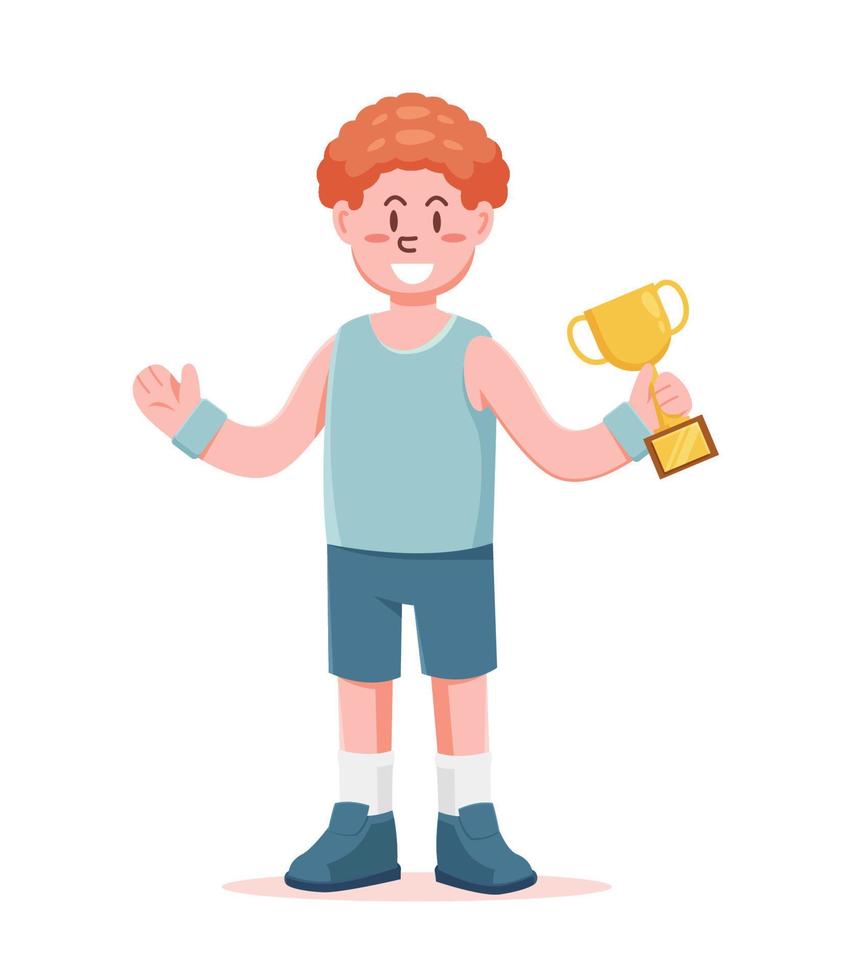 sport winner holding golden cup vector illustration