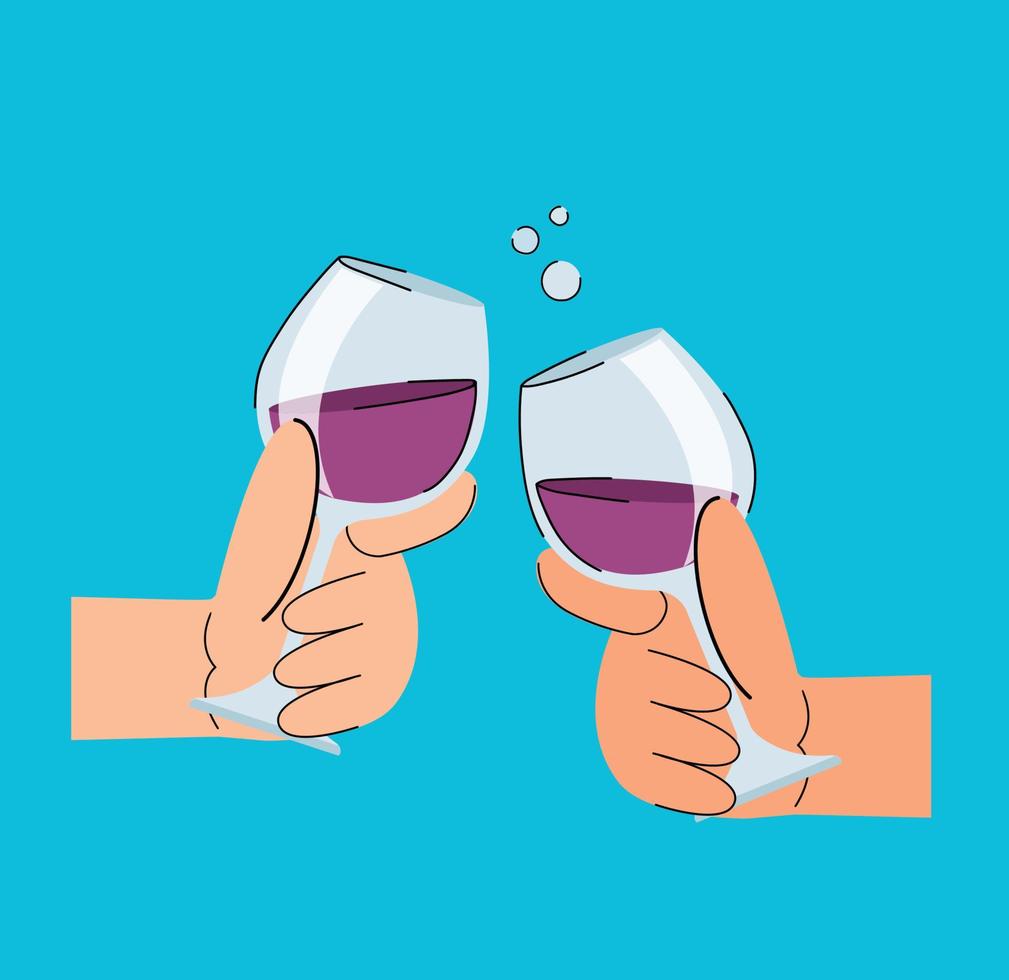 Cheers wine glasses vector illustration