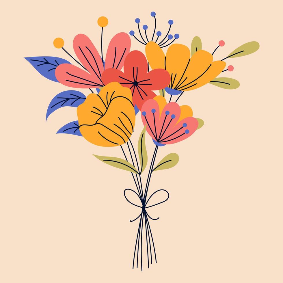 Bouquet of flowers. Good for greeting cards or invitation design, floral poster. vector