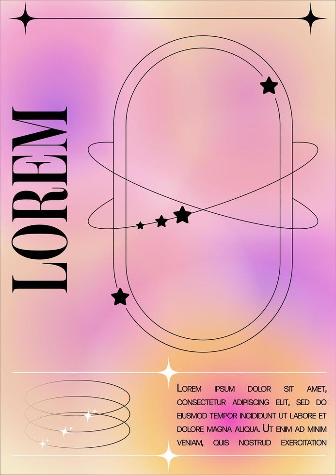 Modern blurred gradient poster in trendy 90s, 00s psychedelic style with geometric shapes. Y2K aesthetic. Poster template for social media posts, digital marketing, sales promotion. vector