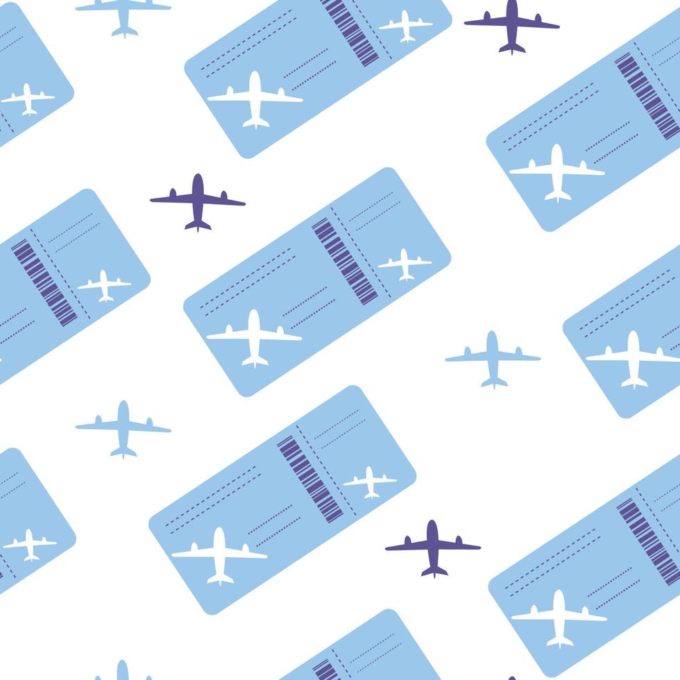 Seamless pattern of plane tickets. Boarding pass for the plane. Illustration highlighted on a white background vector