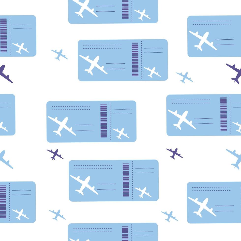 Seamless pattern of plane tickets. Boarding pass for the plane. Illustration highlighted on a white background vector