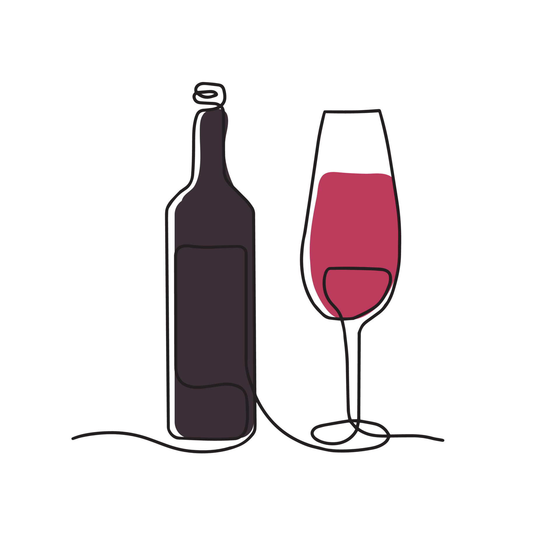 Seamless pattern. Vector illustration of a wine bottle and a glass