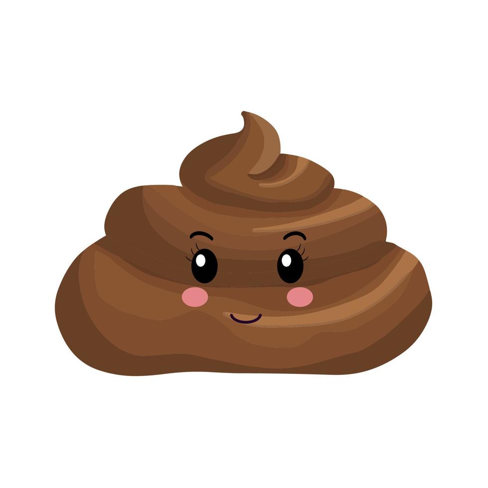 Poop is a cute funny cartoon smiley face with the character's excrement, set in isolation on a white background vector