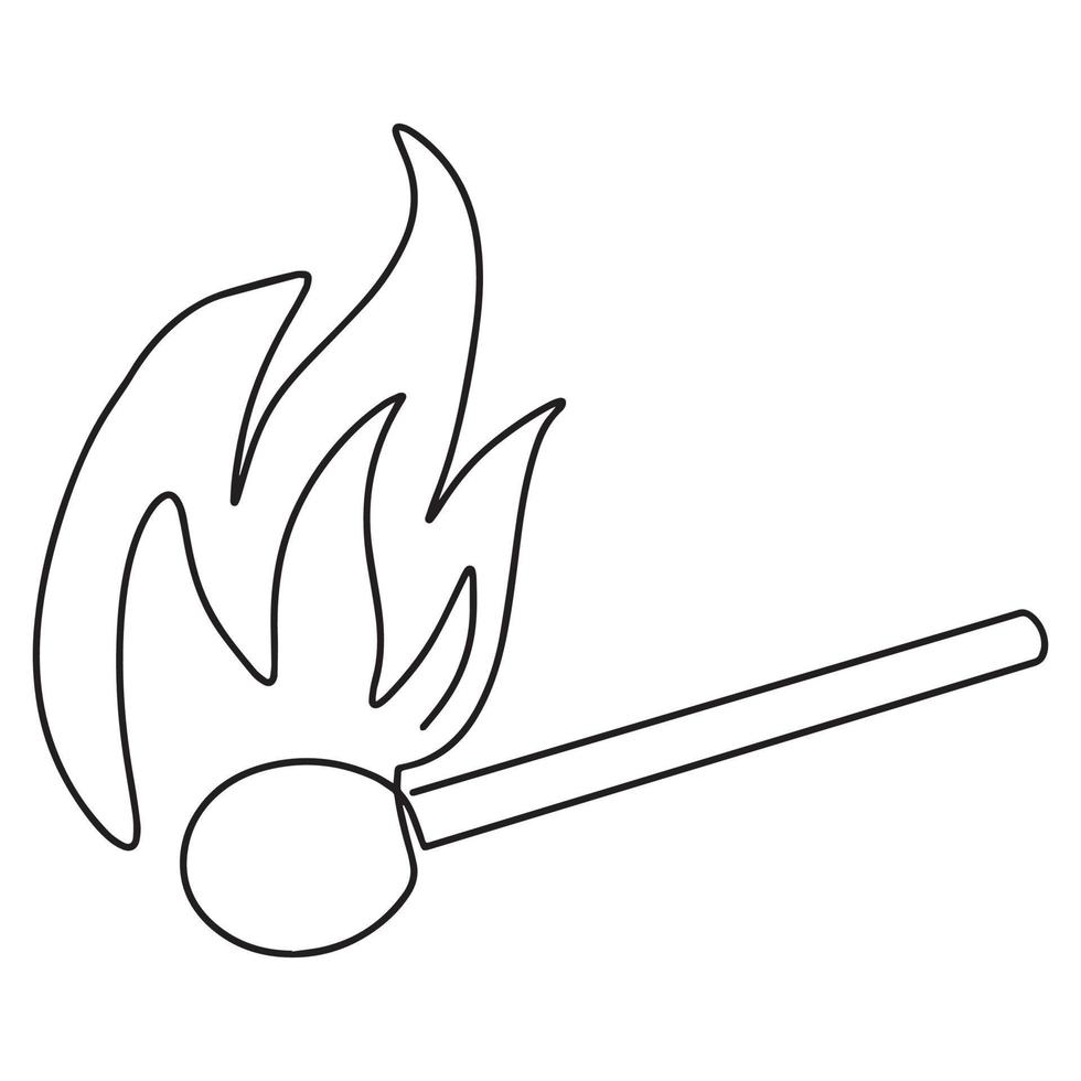 Fire on a match. Burning Fire. Warm. Ignition of a match. Match with one line.. International Match Day. vector