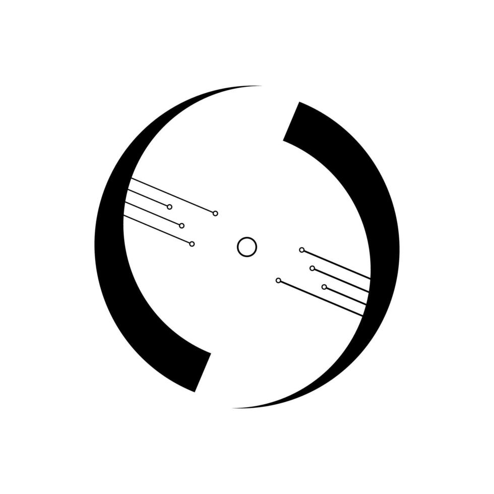 Circle or O intial digital logo design vector