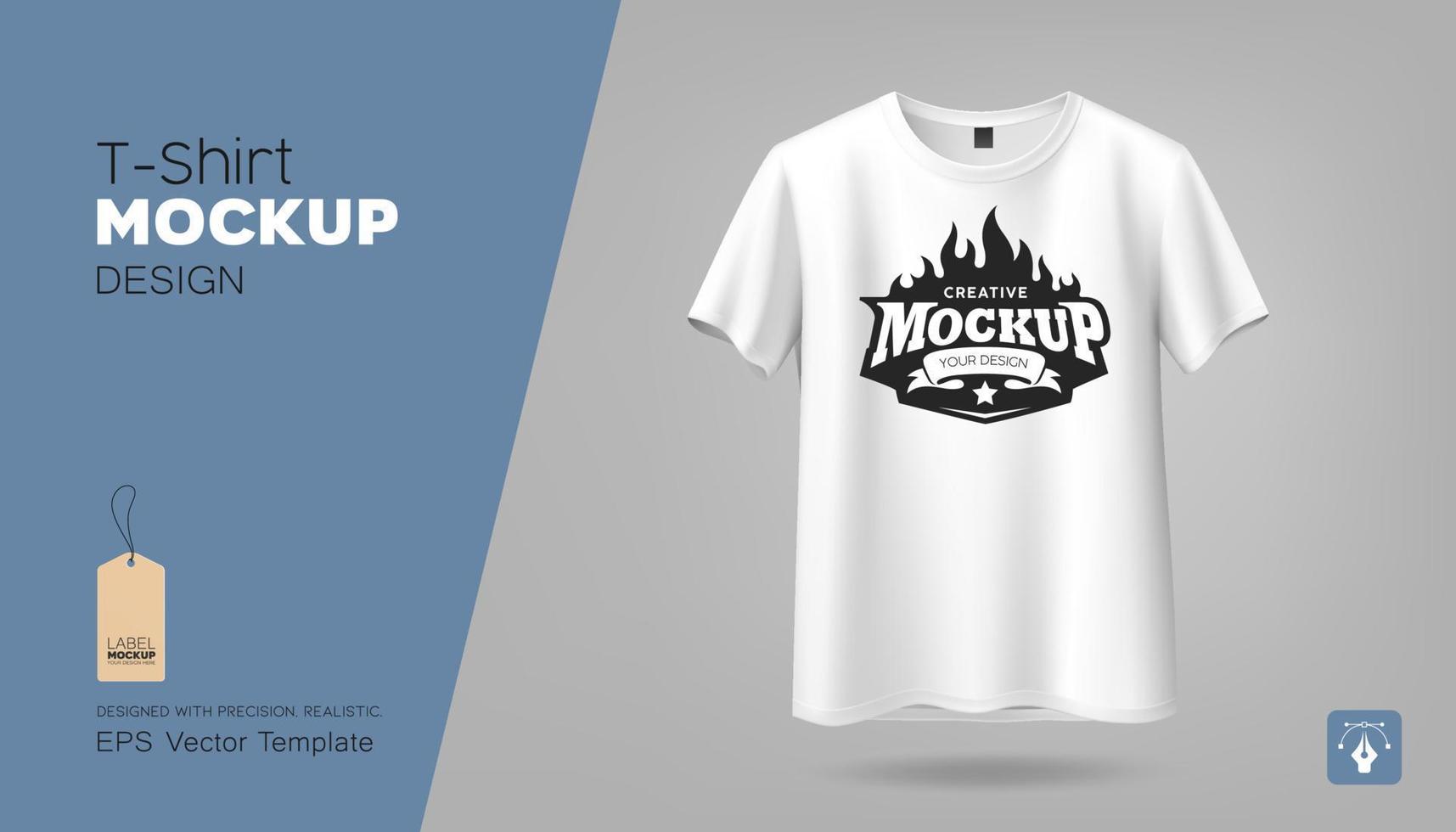 Vector white t-shirt realistic mockup, front view template design, EPS10 Vector illustration.