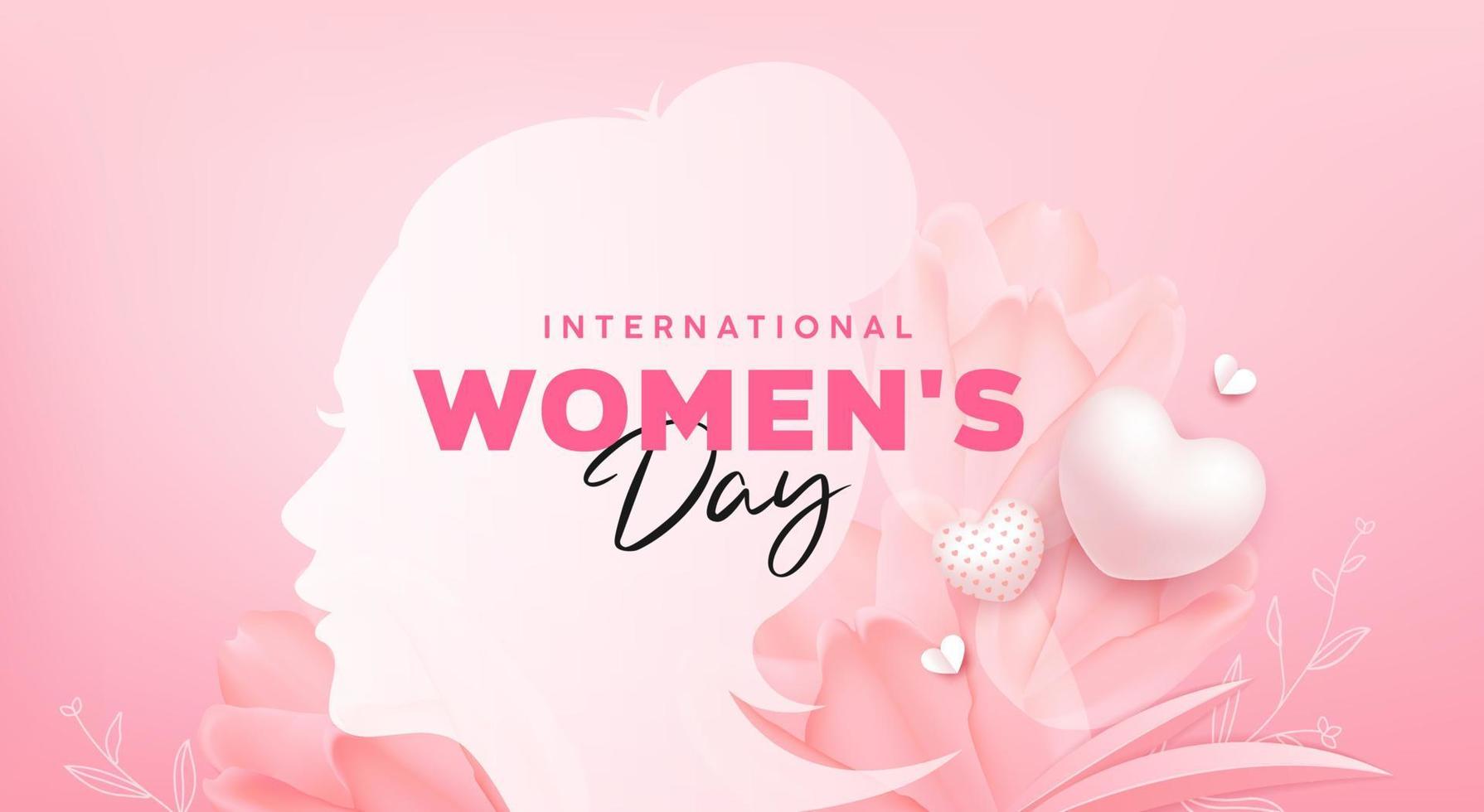 International women's day 8 march with flower and heart on pink background, EPS10 Vector illustration.