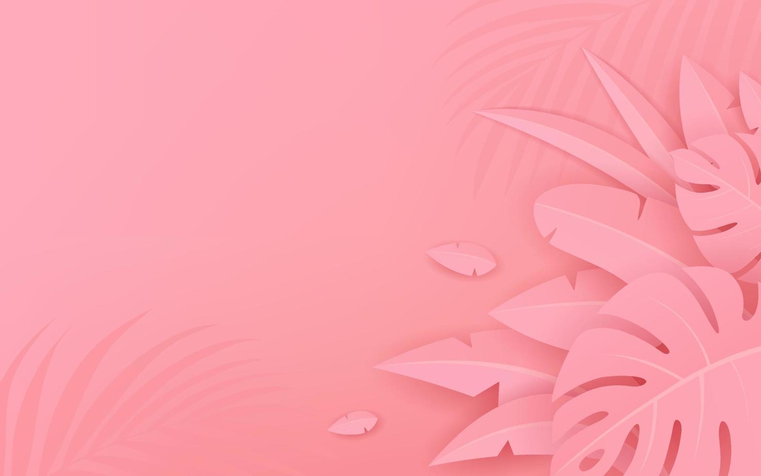 Pink leave paper cut design on pink background, EPS 10 Vector illustration