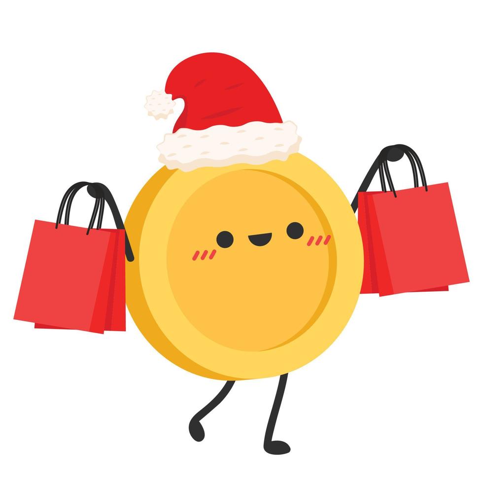Cute gold coin character. Coin cartoon characters isolated on white background. Gift box vector. vector