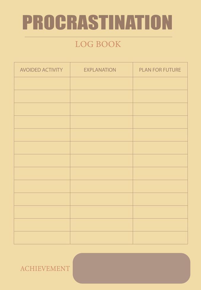 PROCRASTINATION log book vector