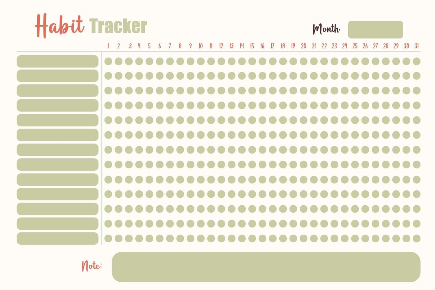 Habit tracker planner for adults vector