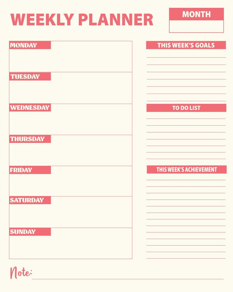 Habit tracker planner for adults vector