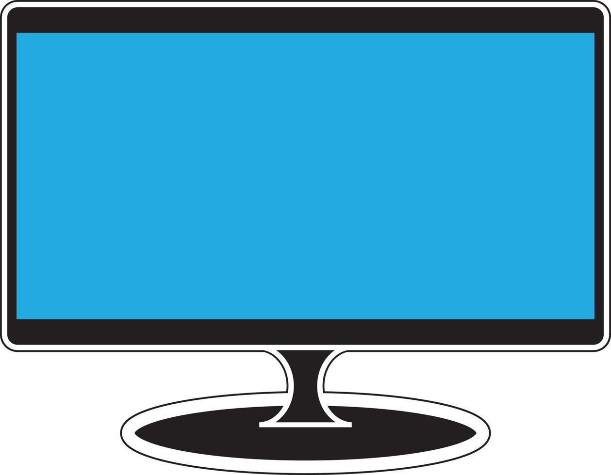 Computer or tv desktop screen monitor, digital electronics with blue visuals vector
