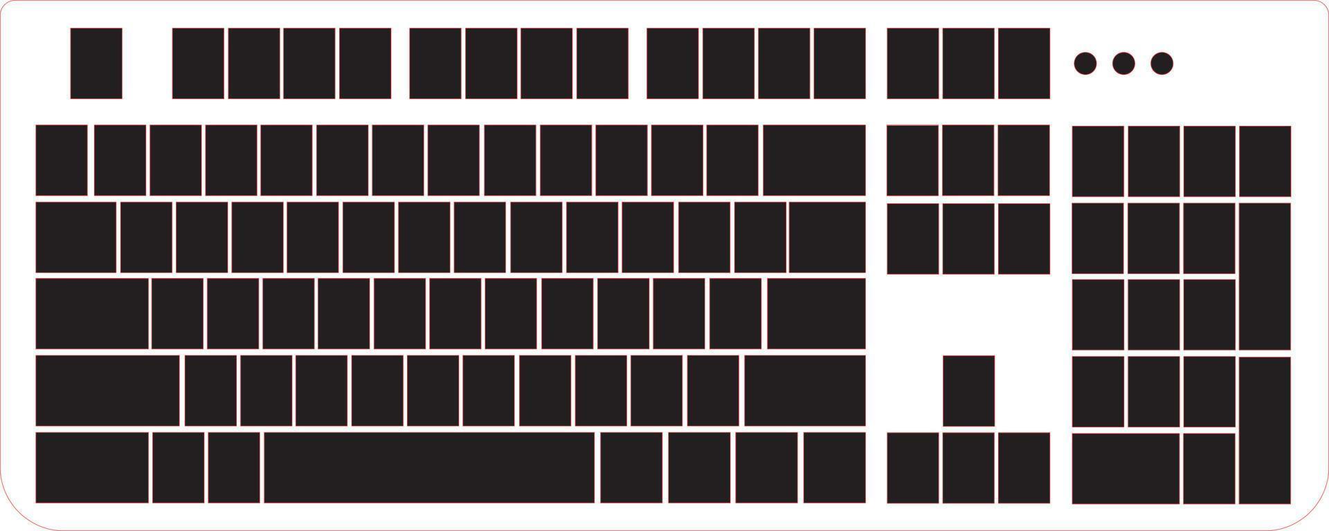 Blank pc keyboard icon illustration communication typing writing electronic technology equipment vector