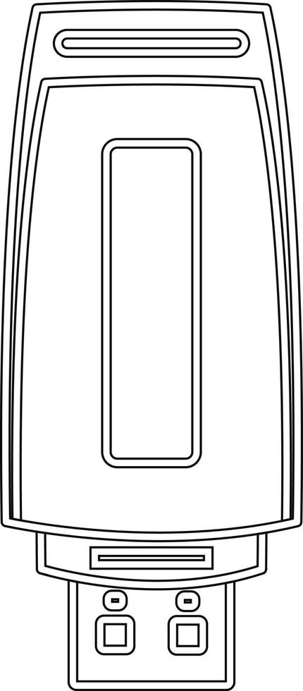 Technology tool wireless data storage flash disk pc plate line vector illustration, simple and elegant