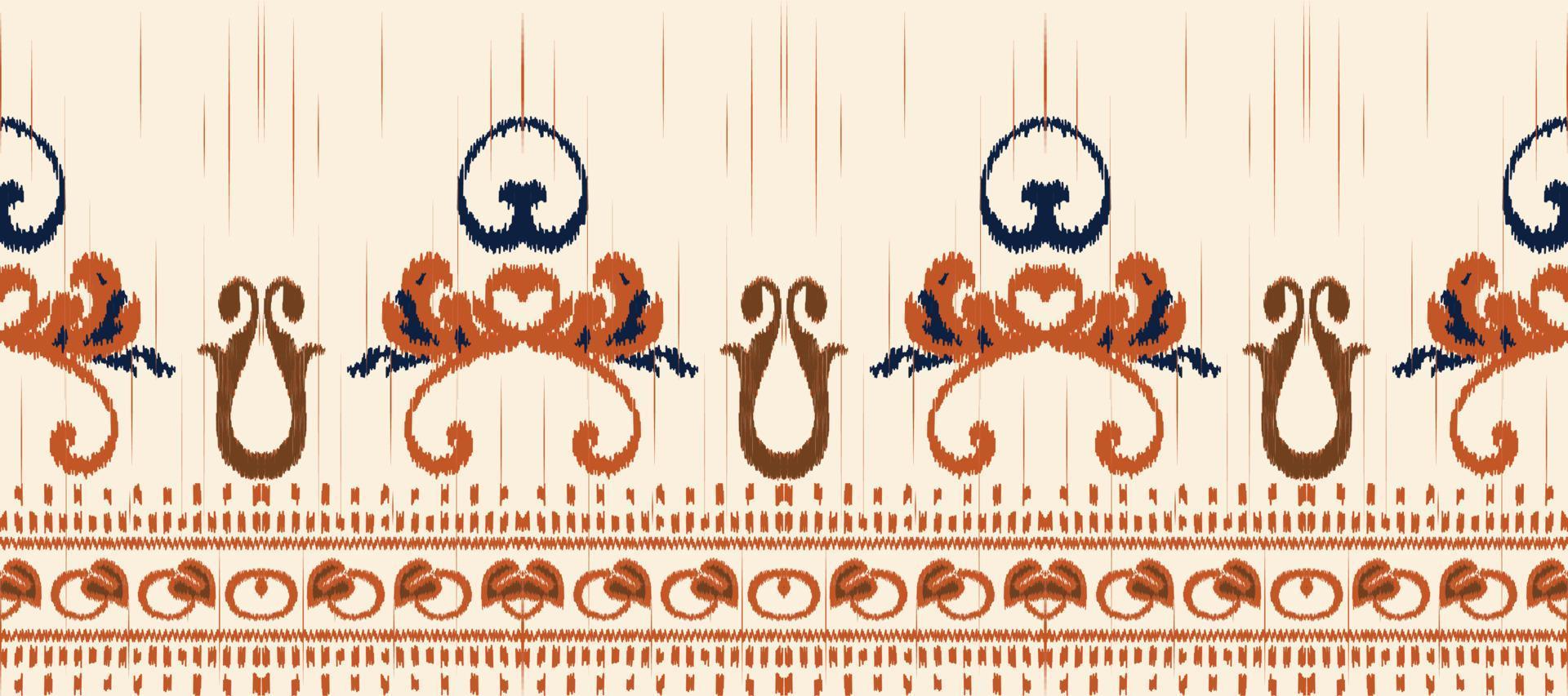 African Ikat paisley embroidery. Batik Textile ikat floral seamless pattern digital vector design for Print saree Kurti Borneo Fabric border Ikkat Dupatta