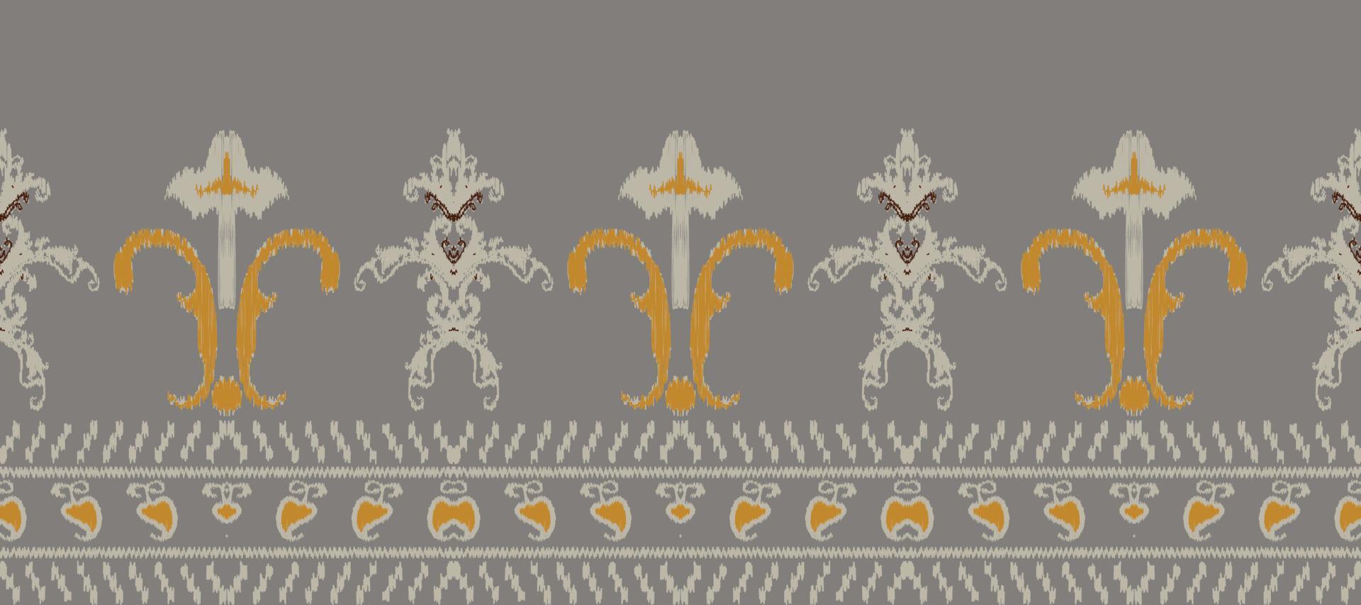 African Ikat paisley embroidery. Batik Textile ikat frame seamless pattern digital vector design for Print saree Kurti Borneo Fabric border Ikkat Dupatta