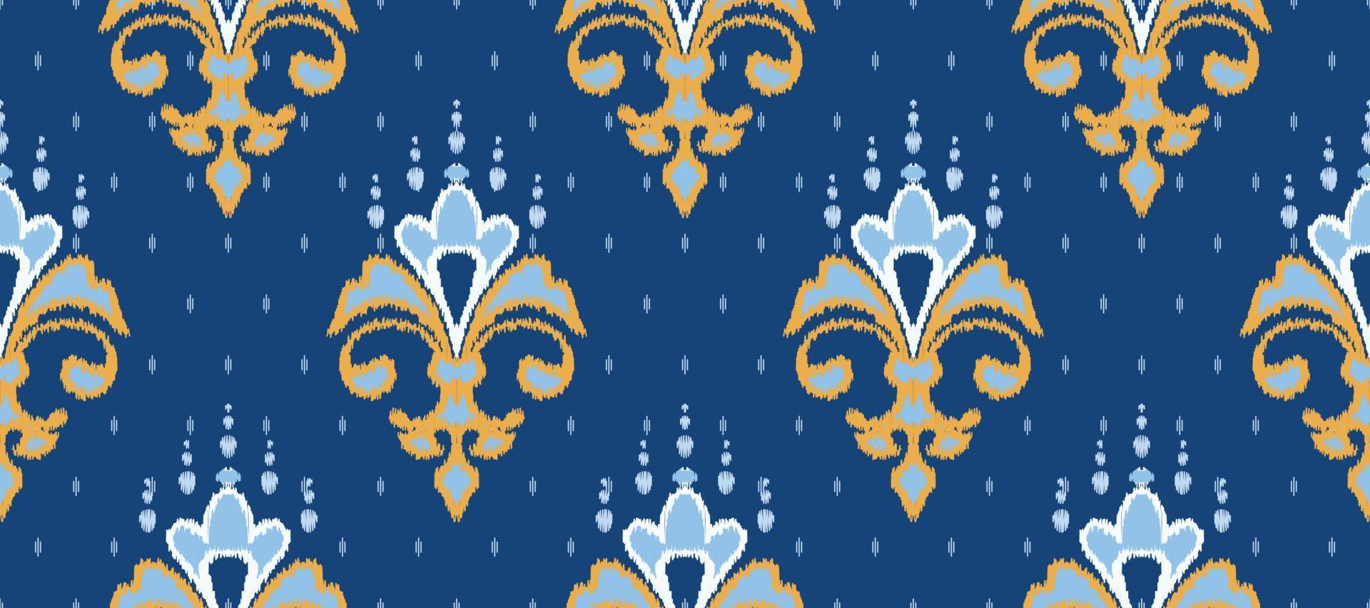 African Ikat paisley embroidery. Ethnic ikat seamless Pattern embroidery. Batik textile seamless pattern digital vector design for Print saree Kurti Borneo Fabric border Ikkat Dupatta