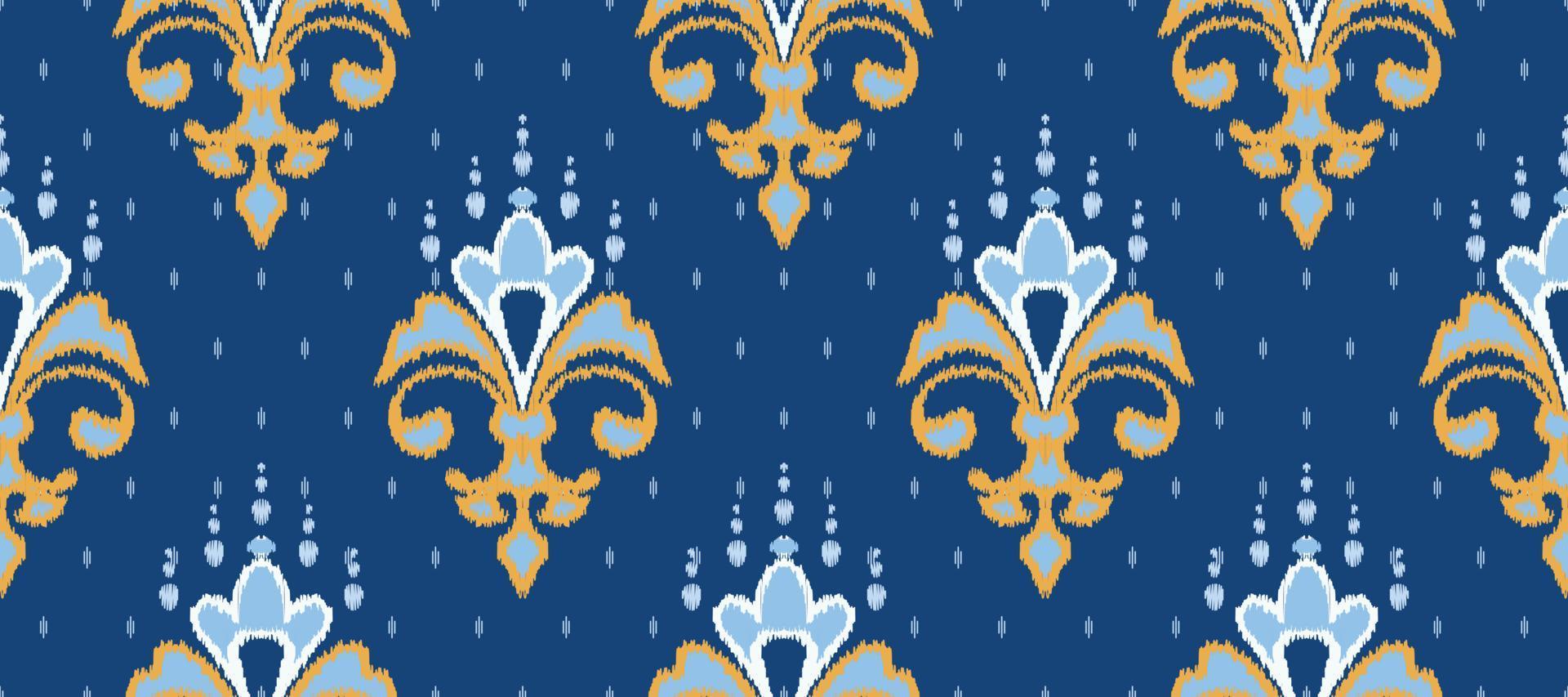 African Ikat paisley embroidery. Ethnic ikat seamless Pattern embroidery. Batik textile seamless pattern digital vector design for Print saree Kurti Borneo Fabric border Ikkat Dupatta