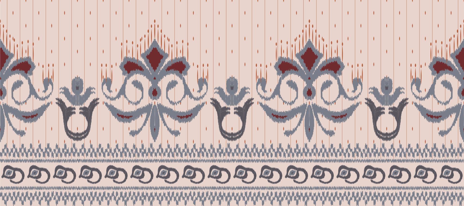 African Ikat paisley embroidery. Batik Textile Filipino ikat seamless pattern digital vector design for Print saree Kurti Borneo Fabric border brush party wear