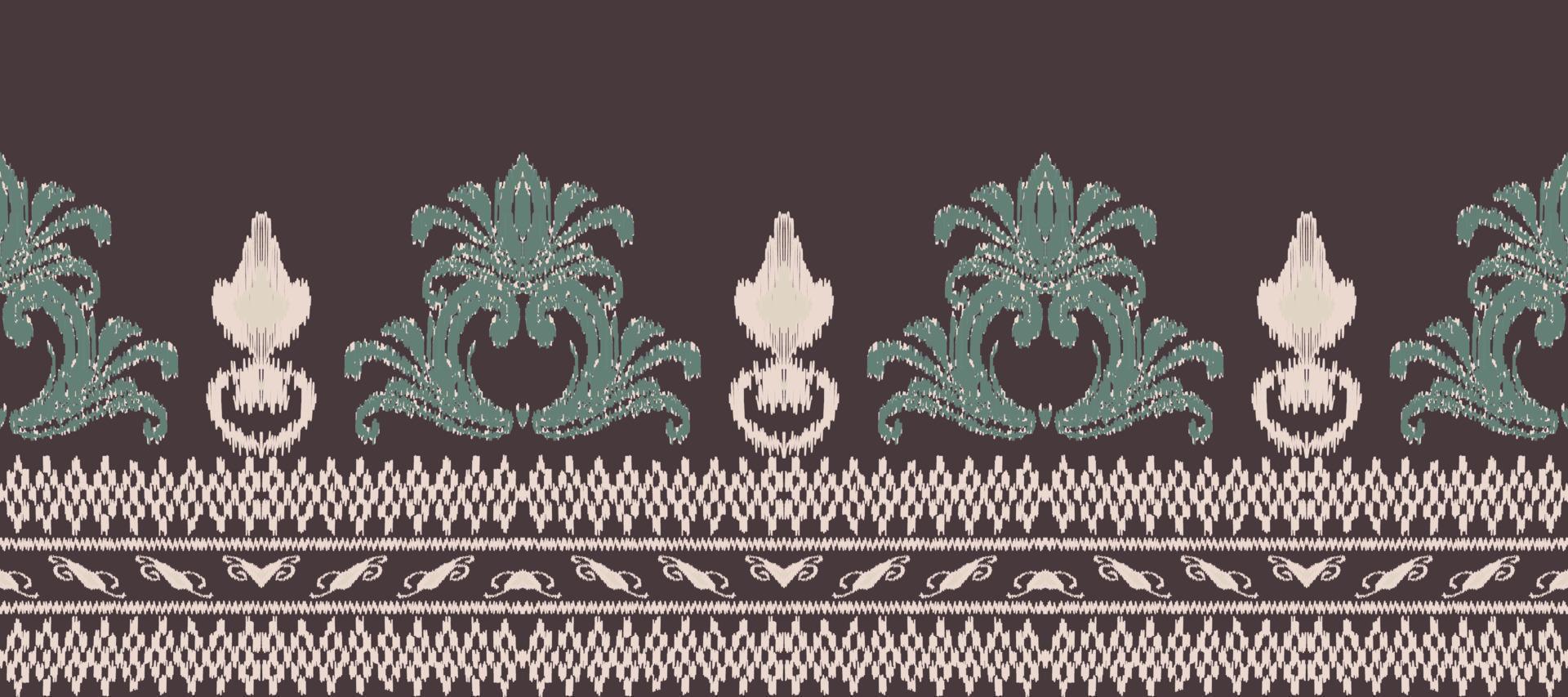 African Ikat paisley embroidery. Batik Textile ikat triangle seamless pattern digital vector design for Print saree Kurti Borneo Fabric border brush party wear