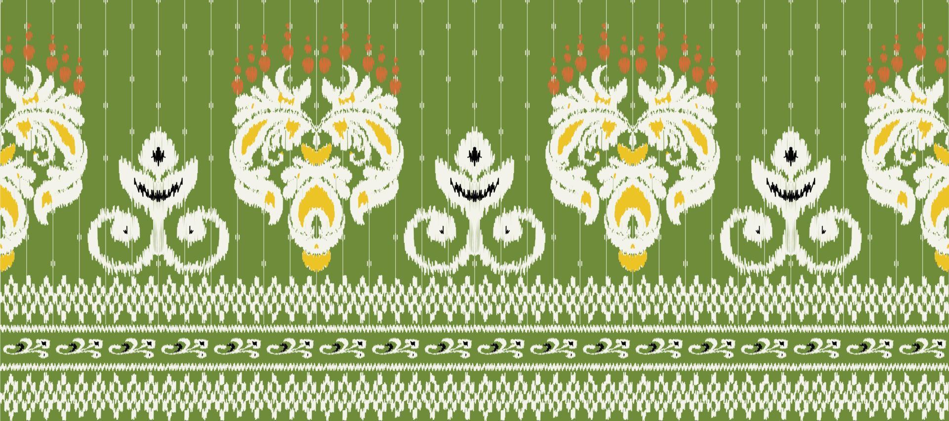 Motif Ikat seamless Pattern embroidery background. geometric ethnic oriental pattern traditional. Ikat Aztec style abstract vector illustration. design for print texture,fabric,saree,sari,carpet.