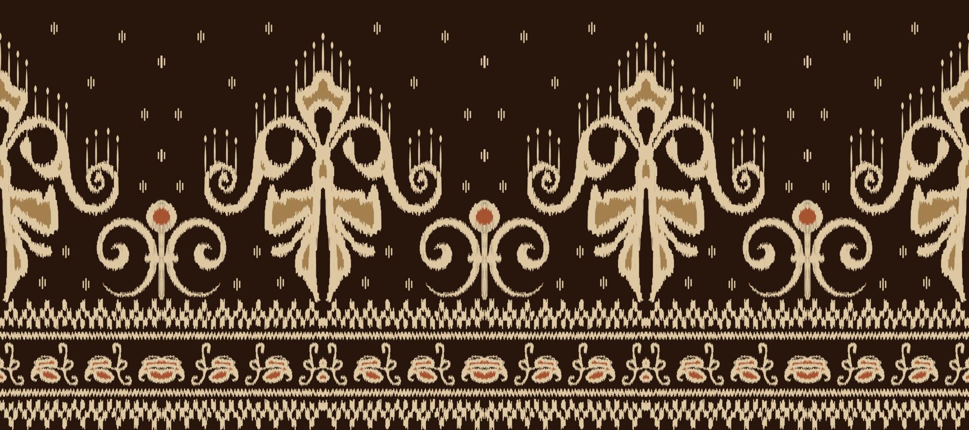 African Ikat paisley embroidery. Batik Textile Motif ikat seamless pattern digital vector design for Print saree Kurti Borneo Fabric border brush party wear