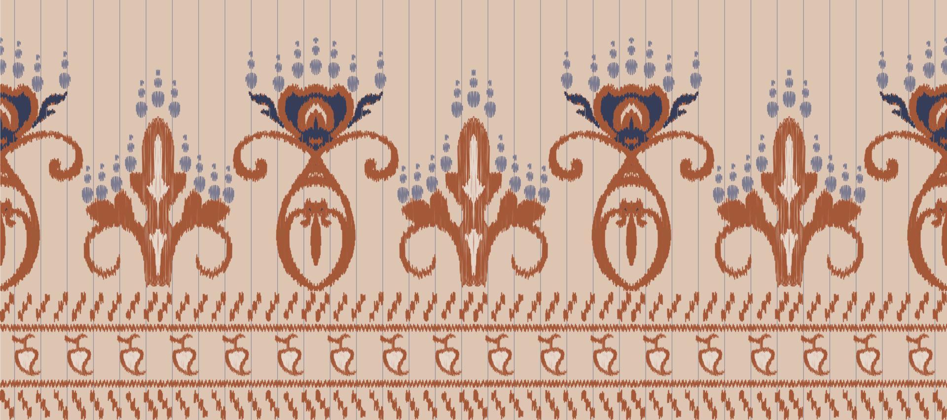 African Ikat paisley embroidery. Batik Textile ikat flower seamless pattern digital vector design for Print saree Kurti Borneo Fabric border Ikkat Dupatta