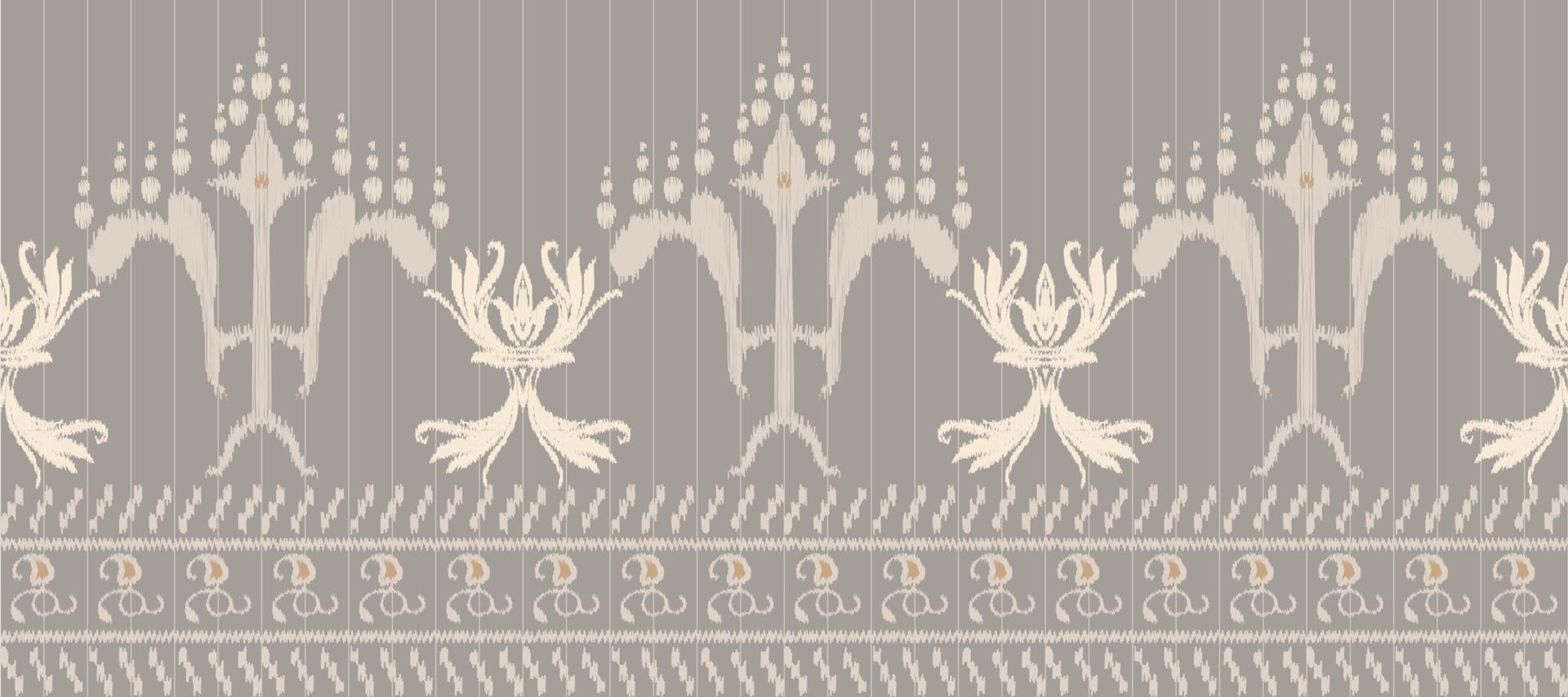 africano ikat cachemir bordado. batik textil ikat flores sin costura modelo digital vector diseño para impresión sari curti borneo tela frontera cepillo elegante
