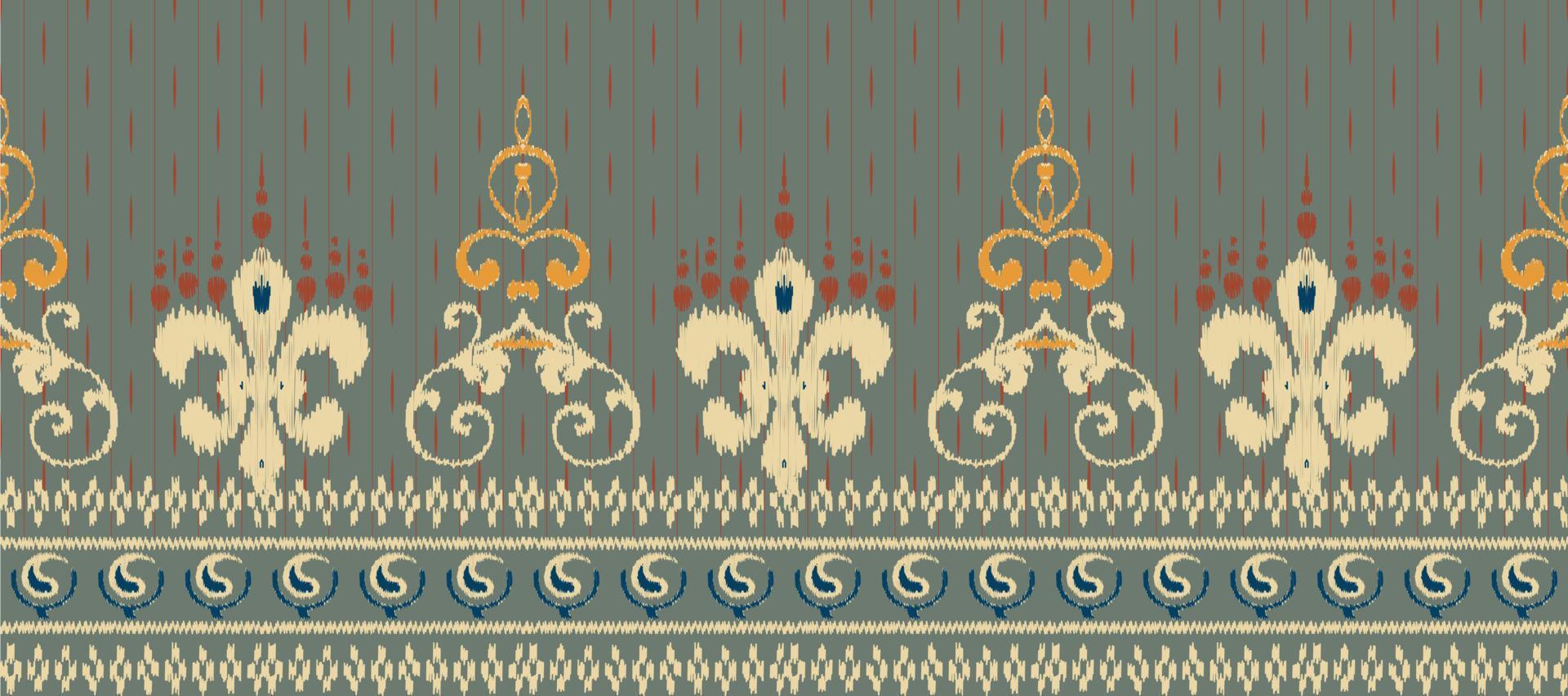 African Ikat paisley embroidery. Batik Textile ikat print seamless pattern digital vector design for Print saree Kurti Borneo Fabric border Ikkat Dupatta