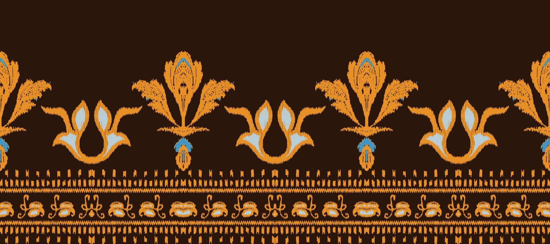 African Ikat paisley embroidery. Batik Textile ikat floral seamless pattern digital vector design for Print saree Kurti Borneo Fabric border brush stylish