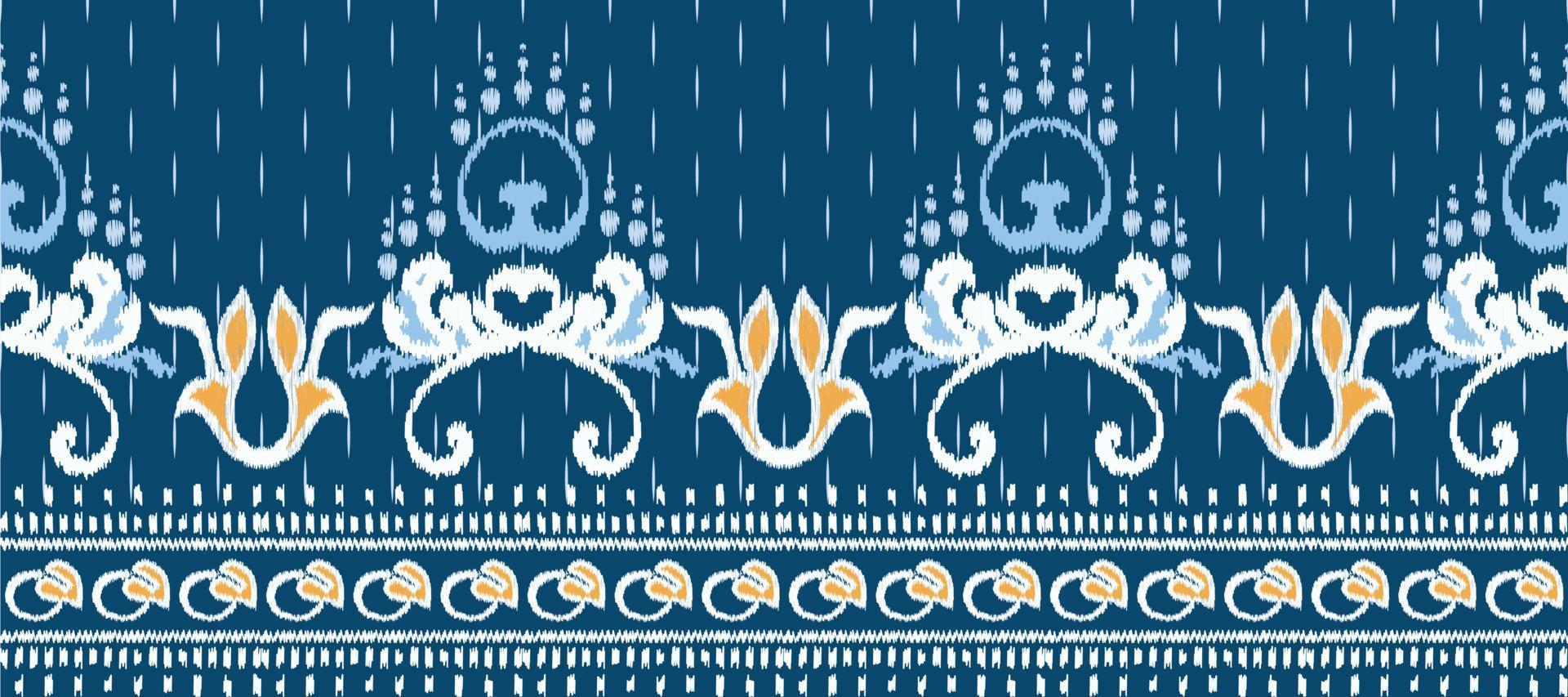 African Ikat paisley embroidery. Batik Textile ikat floral seamless pattern digital vector design for Print saree Kurti Borneo Fabric border Ikkat Dupatta