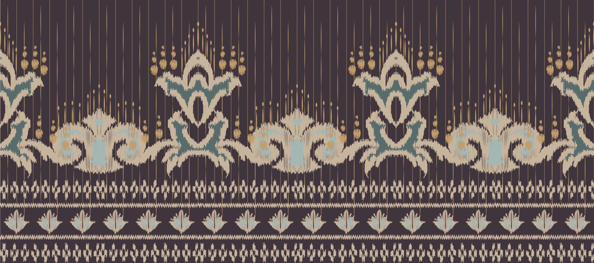 African Ikat paisley embroidery. Batik Textile ikat prints seamless pattern digital vector design for Print saree Kurti Borneo Fabric border brush stylish