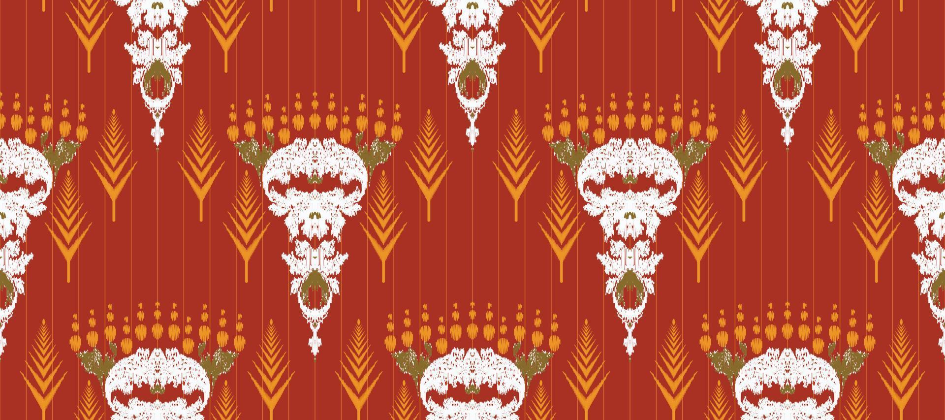 African Ikat paisley embroidery. Batik Textile ikat frame seamless pattern digital vector design for Print saree Kurti Borneo Fabric border Ikkat Dupatta