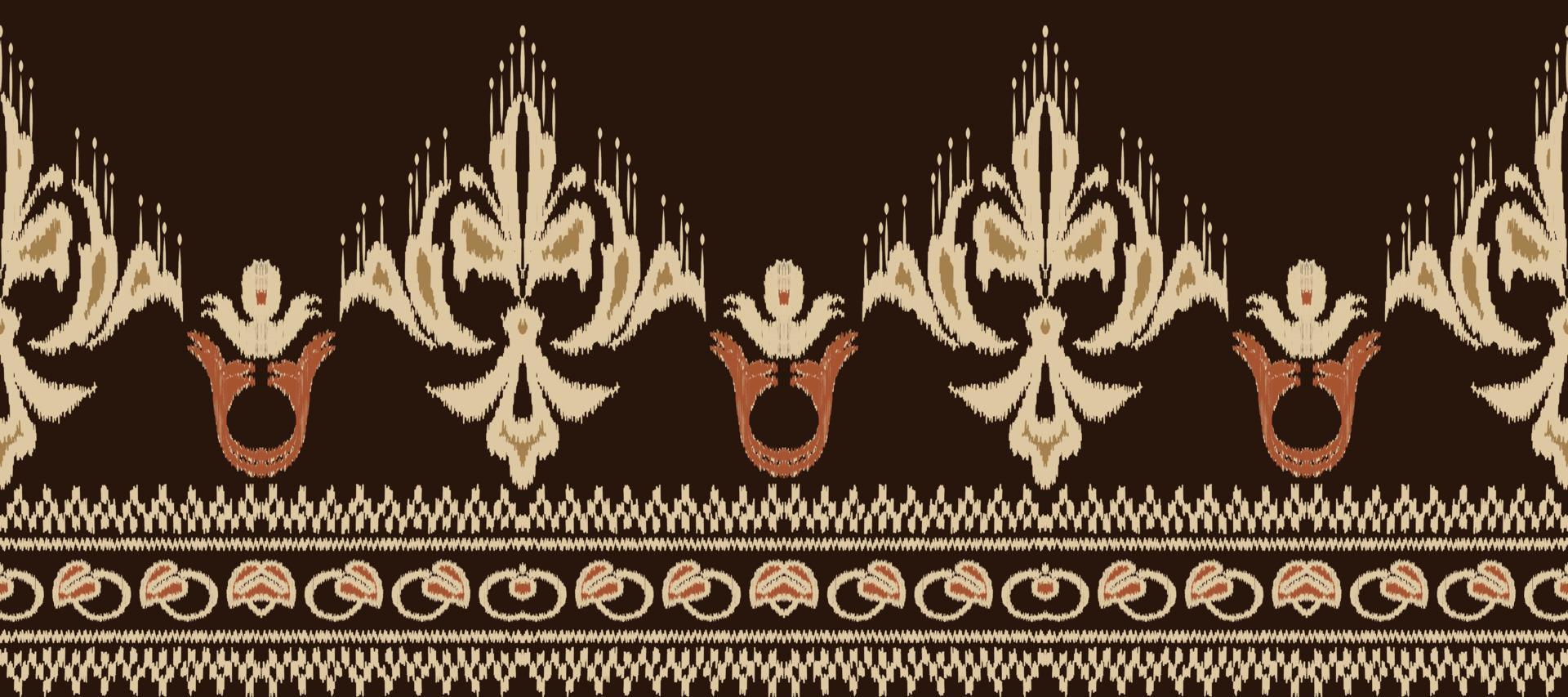 African Ikat paisley embroidery. Batik Textile Filipino ikat seamless pattern digital vector design for Print saree Kurti Borneo Fabric border Ikkat Dupatta