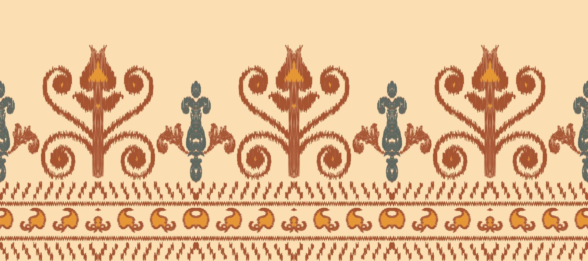 African Ikat paisley embroidery. Batik Textile ikat frame seamless pattern digital vector design for Print saree Kurti Borneo Fabric border brush stylish