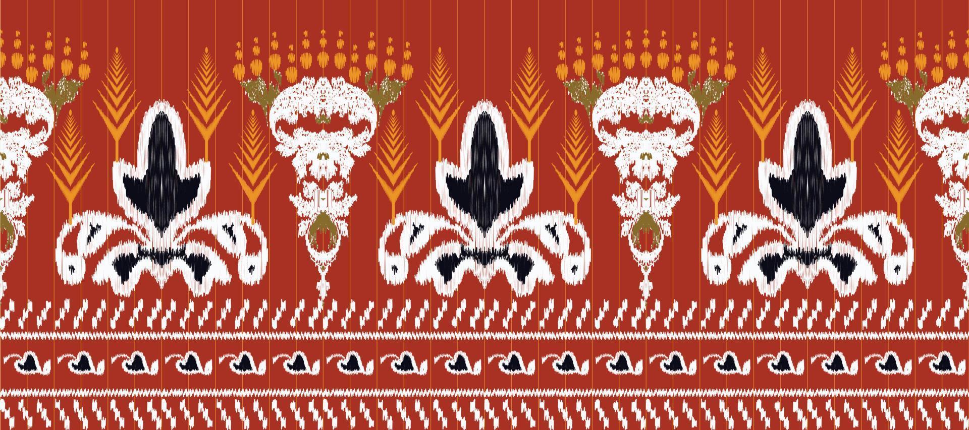 African Ikat paisley embroidery. Batik Textile ikat frame seamless pattern digital vector design for Print saree Kurti Borneo Fabric border Ikkat Dupatta