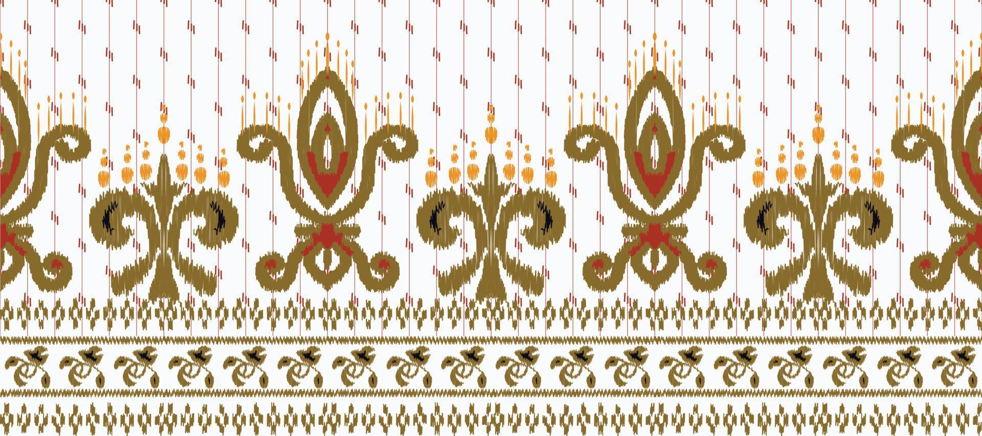 African Ikat paisley embroidery. Batik Textile ikat print seamless pattern digital vector design for Print saree Kurti Borneo Fabric border brush stylish