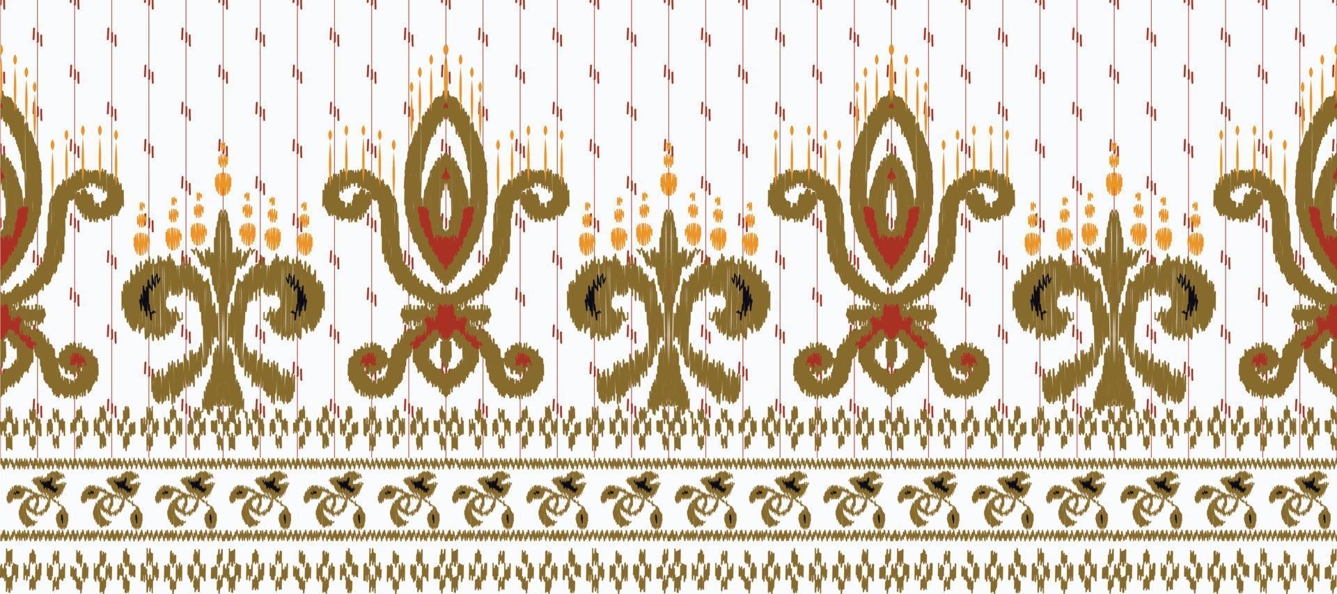 African Ikat paisley embroidery. Batik Textile ikat print seamless pattern digital vector design for Print saree Kurti Borneo Fabric border brush stylish