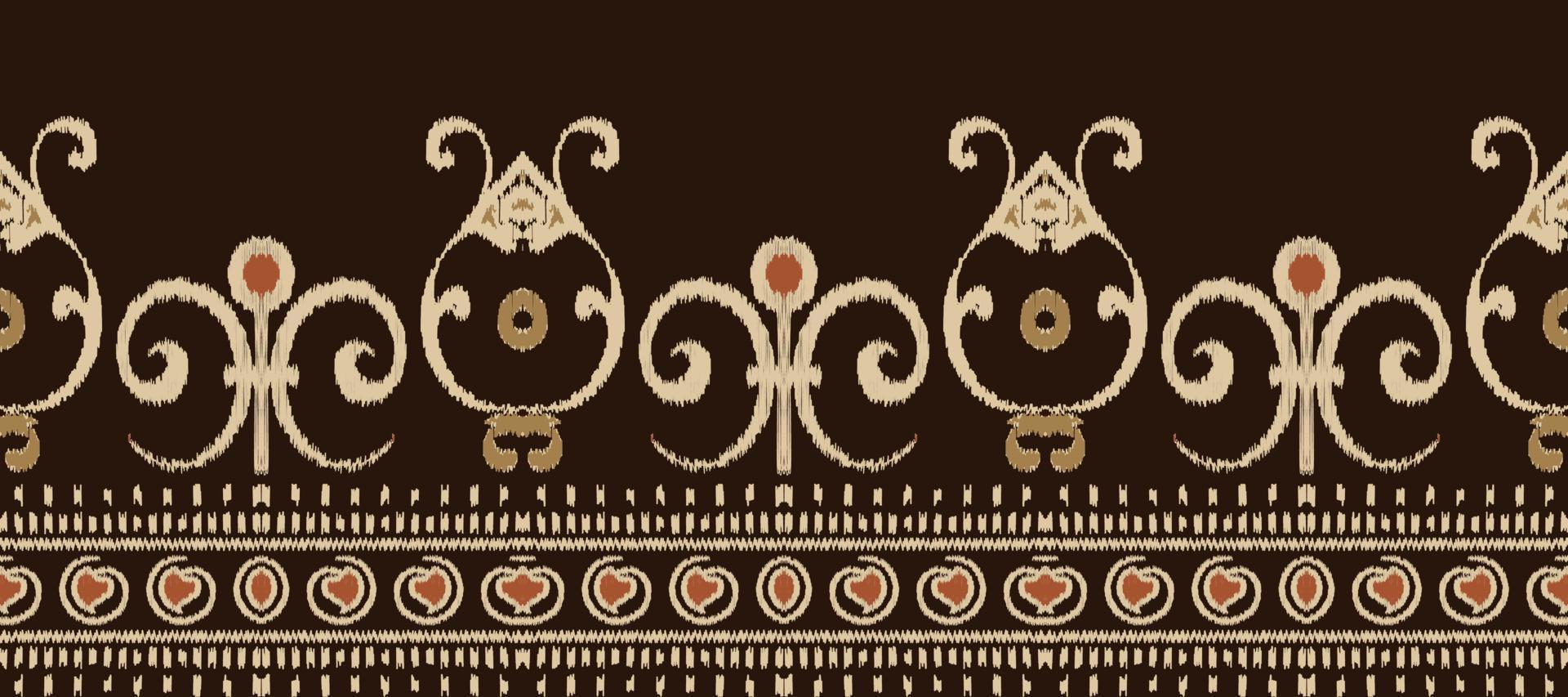 African Ikat paisley embroidery. Batik Textile ikat flower seamless pattern digital vector design for Print saree Kurti Borneo Fabric border Ikkat Dupatta