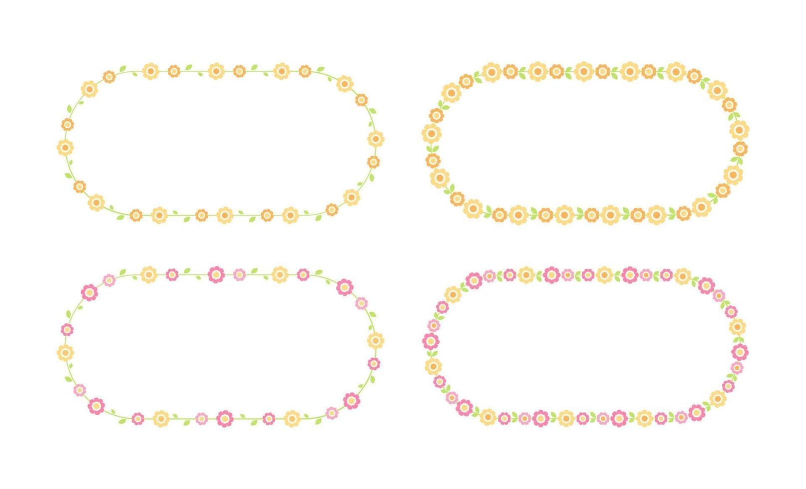 Cute Floral Frame Border Collection. Simple minimal flower wreath arrangements perfect for wedding invitations and birthday cards vector