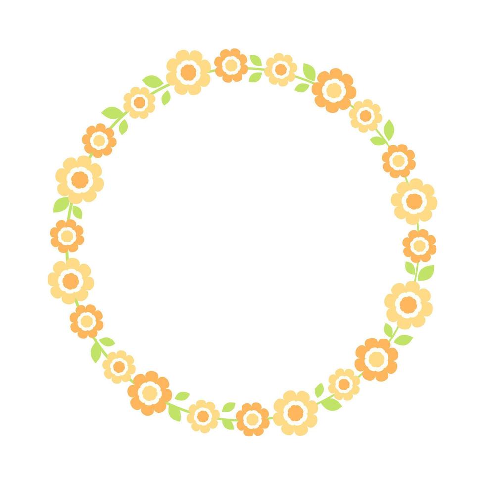 Cute Round Floral Frame Border. Simple minimal flower wreath arrangement perfect for wedding invitations and birthday cards vector