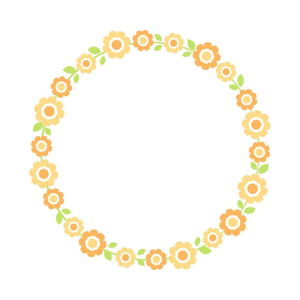 Cute Round Floral Frame Border. Simple minimal flower wreath arrangement perfect for wedding invitations and birthday cards vector