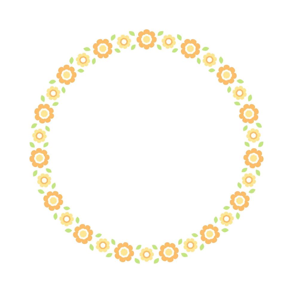 Cute Round Floral Frame Border. Simple minimal flower wreath arrangement perfect for wedding invitations and birthday cards vector