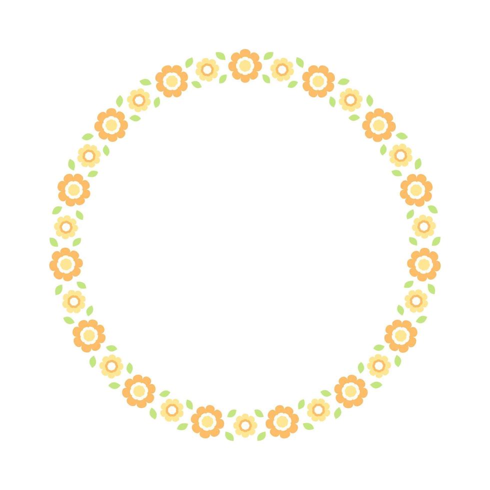 Cute Round Floral Frame Border. Simple minimal flower wreath arrangement perfect for wedding invitations and birthday cards vector